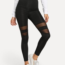 Legging avec pièces transparentes unicolore