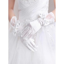 Unique gants en satin avec bowknot blanc chic mariée