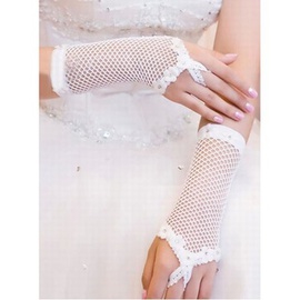 Mode tulle avec application blanc chic | gants de mariée modernes