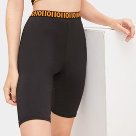 Short cycliste avec imprimé taille haute