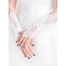 Adorable satin sequin blanc chic | gants de mariée modernes