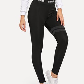 Legging moulant exquis à taille imprimée lettre