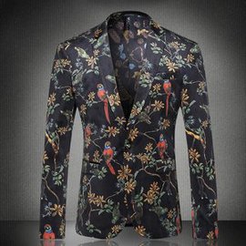 Grande taille cran revers floral jaqueta masculina loisirs