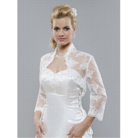 Morden organza blanc dentelle luxueuse ourlet bolero