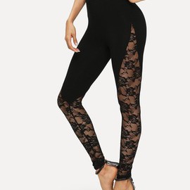 Legging avec pièces séduisant en dentelle florale