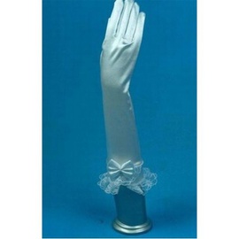 Attrayant taffetas hem dentelle blanc chic | gants de mariée modernes