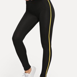 Legging rayé à taille élastique à panneau