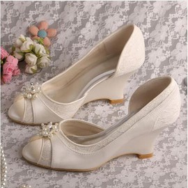 Chaussures de mariage tendance compensées taille réelle du talon 3.15 pouce (8cm) printemps eté