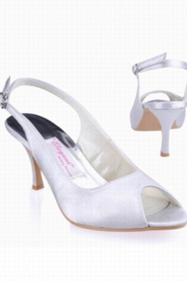 Accrocheur talons hauts tête de poisson de satin avec fine bride schu - photo 2