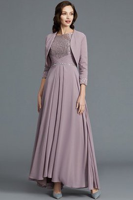 Robe mère de mariée avec chiffon manche nulle encolure ronde a-ligne en 1/2 manche