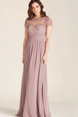 Robe demoiselle d'honneur plissé avec chiffon col en bateau appliques a-ligne