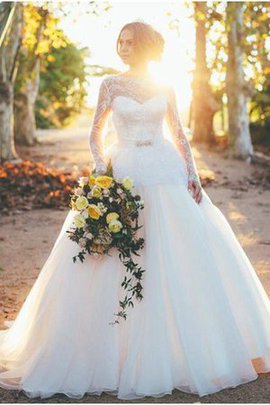 Robe de mariée exclusif classique au jardin avec manche longue de princesse