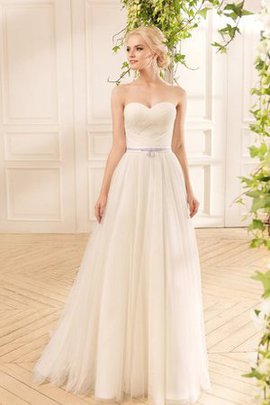 Robe de mariée simple a-ligne croisade en tulle en 3/4 manche