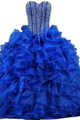 Robe de quinceanera longue avec perle de mode de bal de lotus avec décoration dentelle