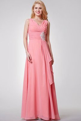 Robe demoiselle d'honneur avec chiffon v encolure avec fronce appliques manche nulle