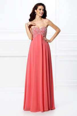 Robe de bal longue en chiffon de col en cœur de princesse avec sans manches