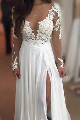 Robe de bal chic vintage plissé longueur au niveau de sol avec manche longue