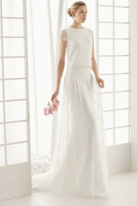 Robe de mariée luxueux avec manche courte a-ligne en satin avec bouton