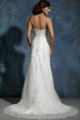 Robe de mariée avec sans manches bandouliere spaghetti appliques en forme jusqu'au sol