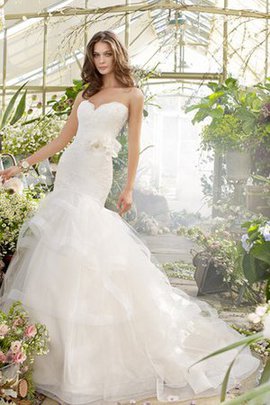 Robe de mariée textile en tulle ceinture en étoffe avec nœud avec gradins ligne a