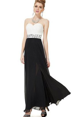 Robe de soirée plissé longueur au niveau de sol avec perle en chiffon avec zip