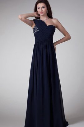 Robe de soirée avec cristal a-ligne en chiffon d'épaule asymétrique jusqu'au sol