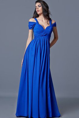 Robe de soirée longue fendu latérale col en forme de cœur en chiffon ruché