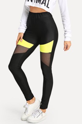 Legging color-block haute qualité en tulle