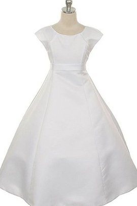 Robe de cortège enfant en taffetas avec fleurs fermeutre eclair avec nœud col u profond