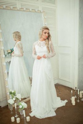 Robe de mariée plissé moderne romantique delicat avec manche longue