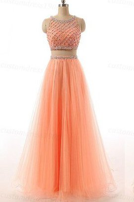 Robe de bal simple delicat 2 pice avec perle en tulle