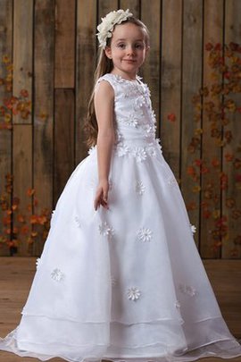 Robe de cortège enfant avec fleurs ligne a fermeutre eclair avec sans manches ruché