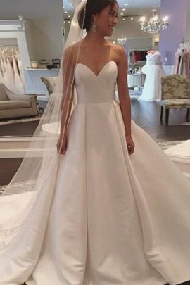 Robe de mariée brillant de traîne moyenne avec sans manches de mode de bal en satin