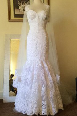 Robe de mariée col en reine manche nulle avec zip en dentelle de sirène