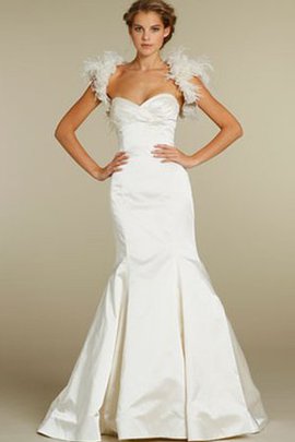 Robe de mariée naturel de sirène de tour de ceinture en haute dos nu manche nulle