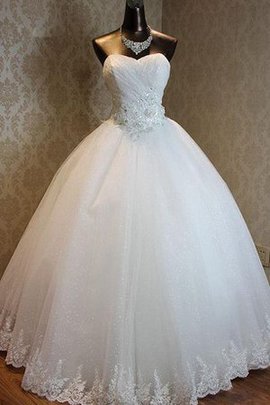 Robe de mariée naturel col en forme de cœur manche nulle d'épaule asymétrique a-ligne