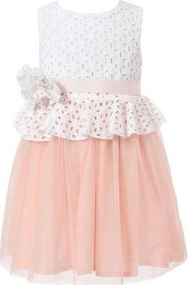 Robe de cortège enfant manche nulle a-ligne en tulle encolure ronde