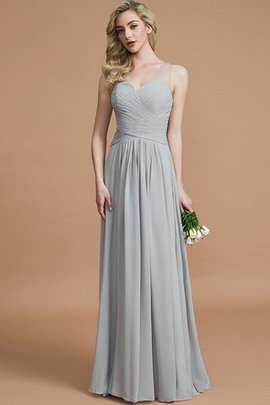 Robe demoiselle d'honneur naturel a-ligne avec sans manches avec chiffon v encolure