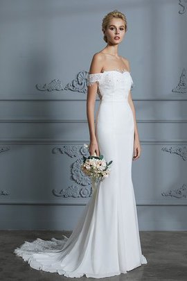 Robe de mariée de traîne courte d'epaule ecrite fantastique manche nulle naturel