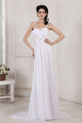 Robe de mariée naturel de traîne moyenne ruché collant decoration en fleur