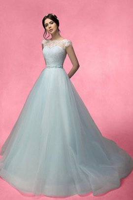 Robe de mariée humble longue naturel textile en tulle avec nœud