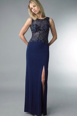 Robe de bal fendu latérale jusqu'au sol manche nulle de col haut avec perle