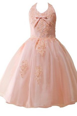 Robe de cortège enfant pailleté decoration en fleur de dos nu a-ligne manche nulle