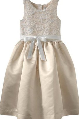 Robe de cortège enfant avec nœud manche nulle a-ligne decoration en fleur