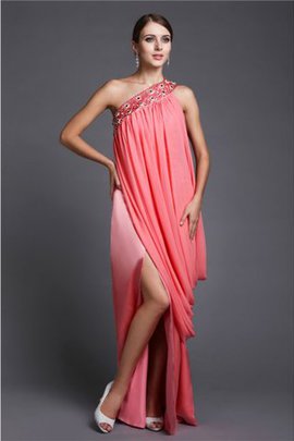 Robe de bal longue avec perle manche nulle en chiffon jusqu'au sol