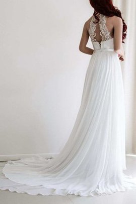 Robe de mariée distinguee en dentelle de traîne courte avec chiffon avec sans manches