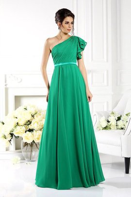 Robe demoiselle d'honneur longue avec chiffon de princesse manche nulle a-ligne