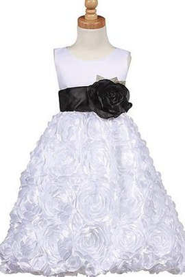 Robe de cortège enfant de lotus avec fleurs manche nulle ceinture en étoffe