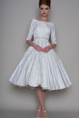 Robe de mariée simple vintage col en bateau au niveau de cou jusqu'au mollet