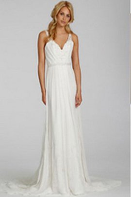 Robe de mariée longue plissé sexy manche nulle en chiffon